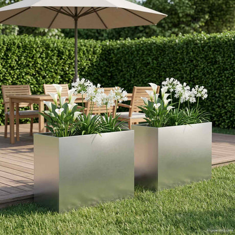Vidaxl plantenbak 2 st zilver 60 x 30 x 50 cm roestvrij staal