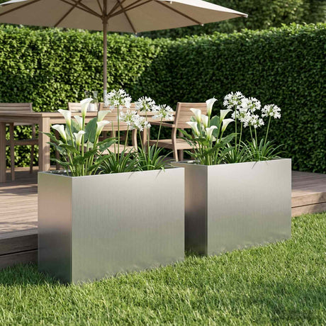 Vidaxl plantenbak 2 st zilver 60 x 30 x 50 cm gegalvaniseerd staal
