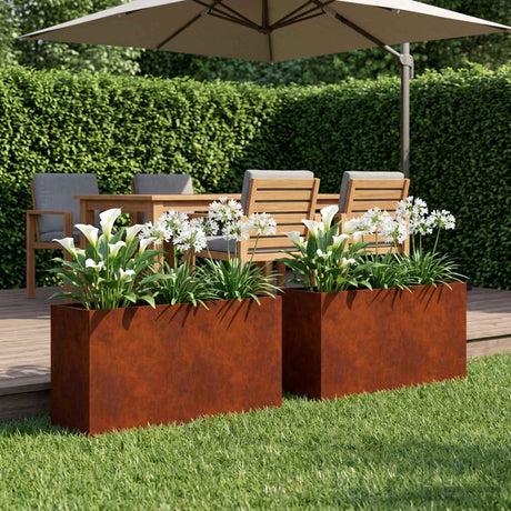 Vidaxl plantenbak 2 st roestkleurig 80 x 30 x 40 cm weervast staal