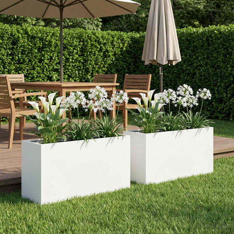 Vidaxl plantenbak 2 st wit 80 x 30 x 50 cm koudgewalst staal