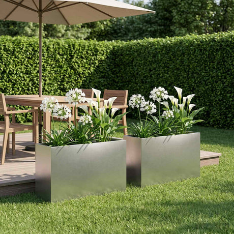 Vidaxl plantenbak 2 st zilver 80 x 30 x 50 cm roestvrij staal