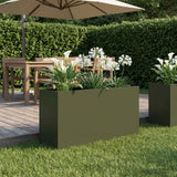 Vidaxl plantenbak olijfgroen 100 x 30 x 40 cm koudgewalst staal