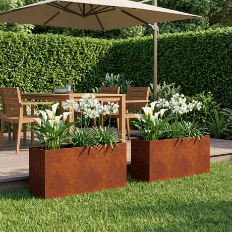 Vidaxl plantenbak 2 st roestkleurig 100 x 30 x 40 cm weervast staal