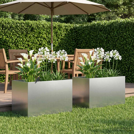 Vidaxl plantenbak 2 st zilver 50 x 40 x 40 cm gegalvaniseerd staal