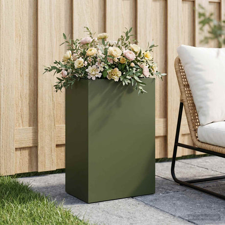 Vidaxl plantenbak olijfgroen 50 x 40 x 75 cm koudgewalst staal