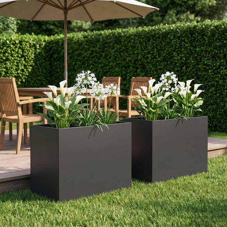 Vidaxl plantenbak 2 st zwart 60 x 40 x 50 cm koudgewalst staal