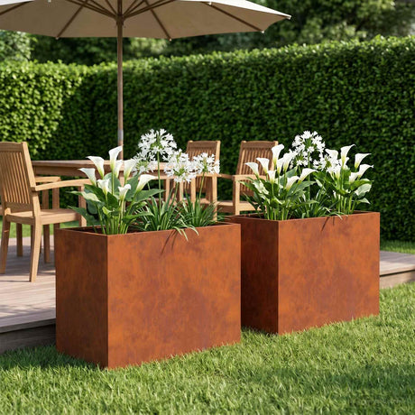 Vidaxl plantenbak 2 st roestkleurig 60 x 40 x 50 cm weervast staal