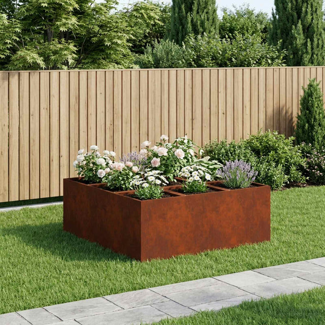 Vidaxl plantenbak roestkleurig 100 x 100 x 20 cm weervast staal