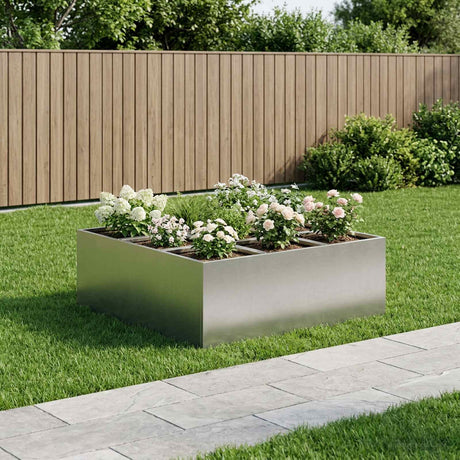 Vidaxl plantenbak zilver 100 x 100 x 30 cm roestvrij staal