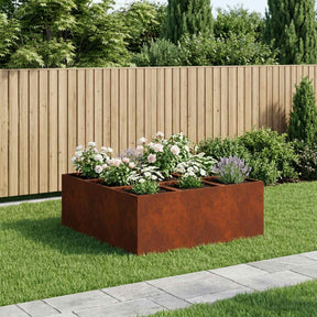 Vidaxl plantenbak roestkleurig 100 x 100 x 30 cm weervast staal