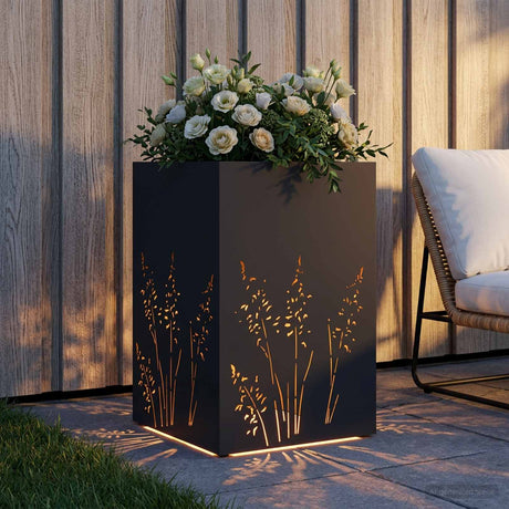 Vidaxl plantenbak zwart 50 x 50 x 75 cm koudgewalst staal