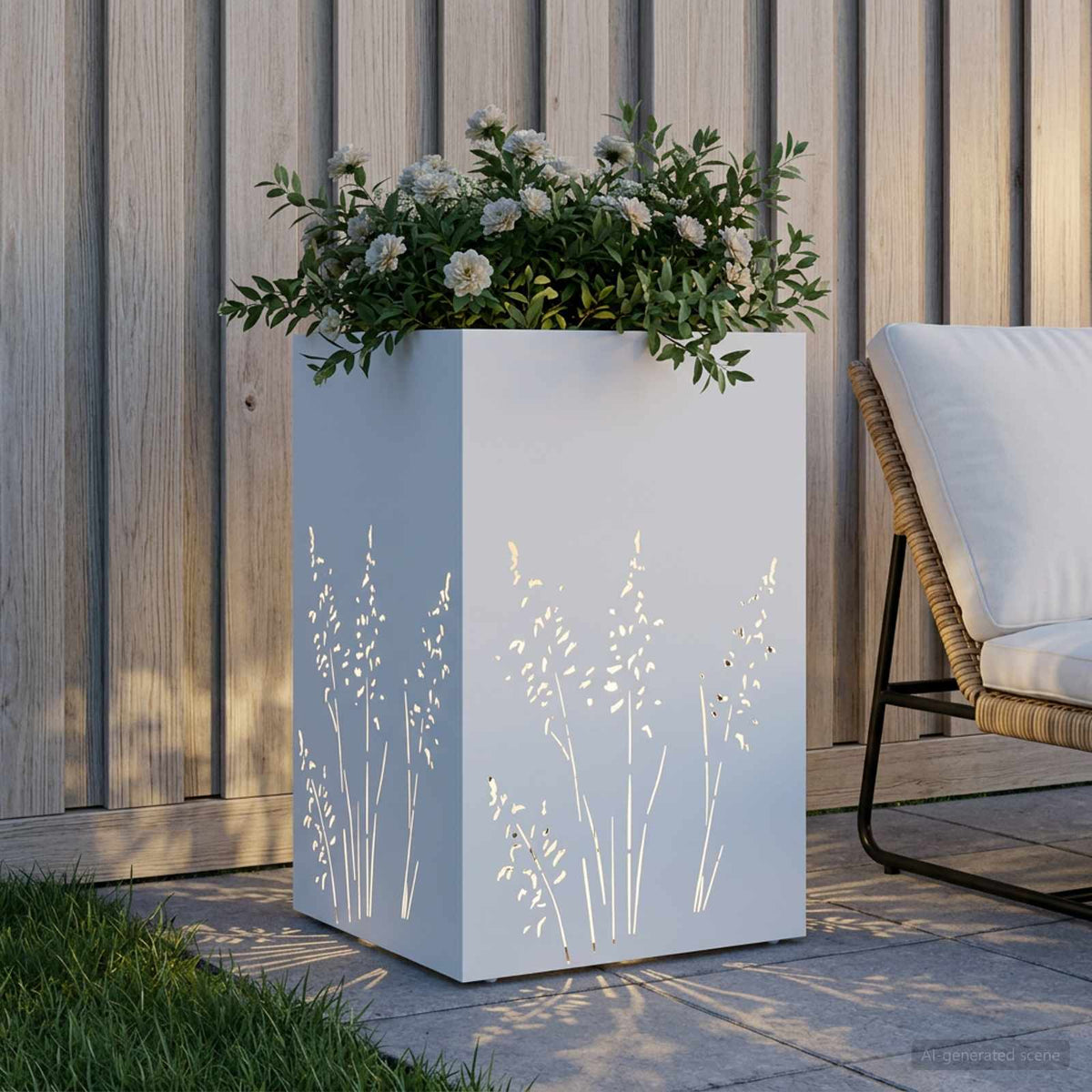 Vidaxl plantenbak wit 50 x 50 x 75 cm koudgewalst staal