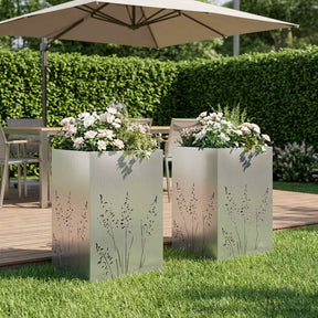 Vidaxl plantenbak 2 st zilver 50 x 50 x 75 cm gegalvaniseerd staal