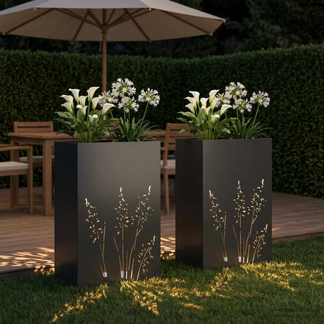 Vidaxl plantenbak 2 st zwart 50 x 30 x 75 cm koudgewalst staal
