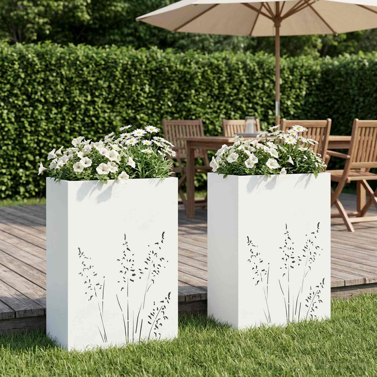 Vidaxl plantenbak 2 st wit 50 x 30 x 75 cm koudgewalst staal