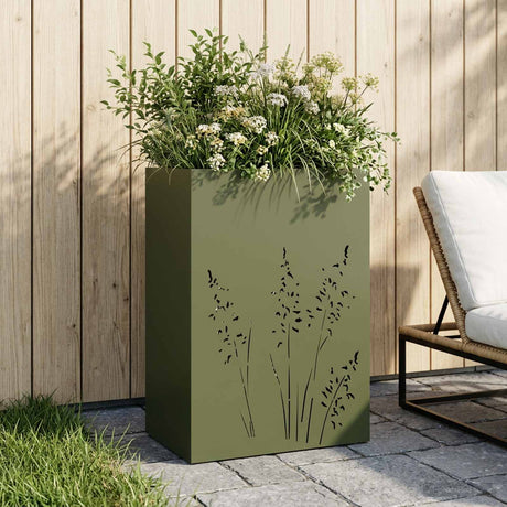Vidaxl plantenbak olijfgroen 50 x 30 x 75 cm koudgewalst staal