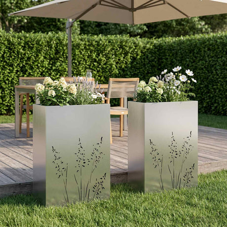 Vidaxl plantenbak 2 st zilver 50 x 30 x 75 cm roestvrij staal