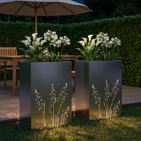 Vidaxl plantenbak 2 st zilver 50 x 30 x 75 cm roestvrij staal