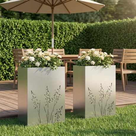 Vidaxl plantenbak 2 st zilver 50 x 30 x 75 cm gegalvaniseerd staal