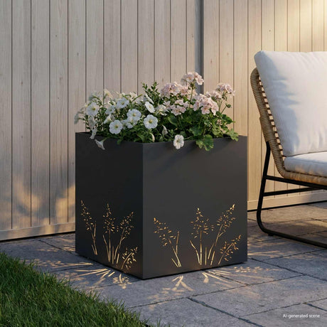 Vidaxl plantenbak zwart 50 x 50 x 49 cm koudgewalst staal