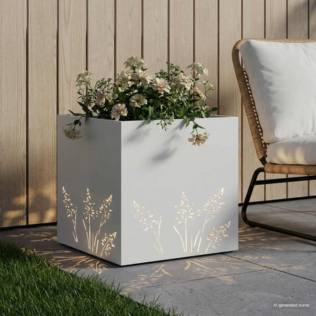 Vidaxl plantenbak wit 50 x 50 x 49 cm koudgewalst staal