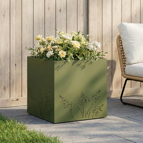 Vidaxl plantenbak olijfgroen 50 x 50 x 49 cm koudgewalst staal