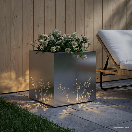Vidaxl plantenbak zilver 50 x 50 x 49 cm roestvrij staal