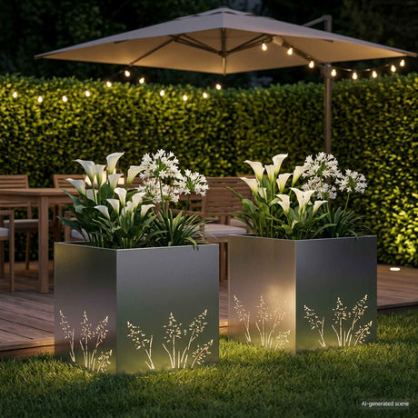 Vidaxl plantenbak 2 st zilver 50 x 50 x 49 cm gegalvaniseerd staal