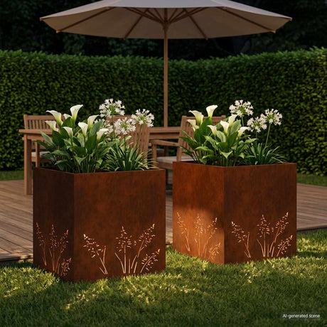 Vidaxl plantenbak 2 st roestkleurig 50 x 50 x 49 cm weervast staal