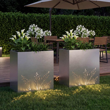 Vidaxl plantenbak 2 st zilver 50 x 30 x 49 cm roestvrij staal