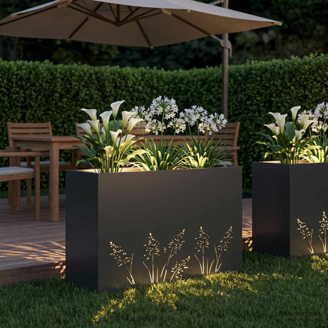 Vidaxl plantenbak zwart 80 x 20 x 49 cm koudgewalst staal