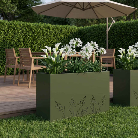 Vidaxl plantenbak olijfgroen 80 x 20 x 49 cm koudgewalst staal