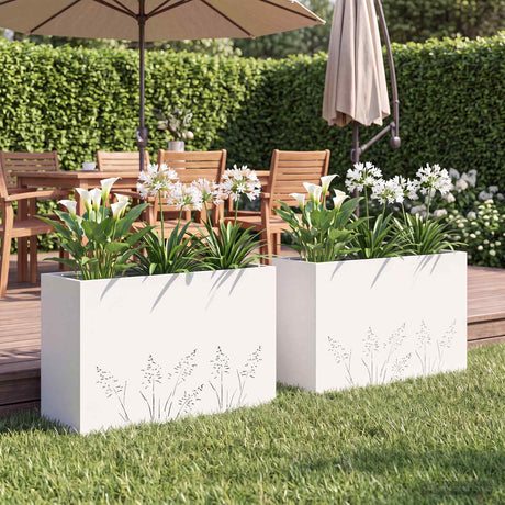 Vidaxl plantenbak 2 st wit 80 x 30 x 49 cm koudgewalst staal