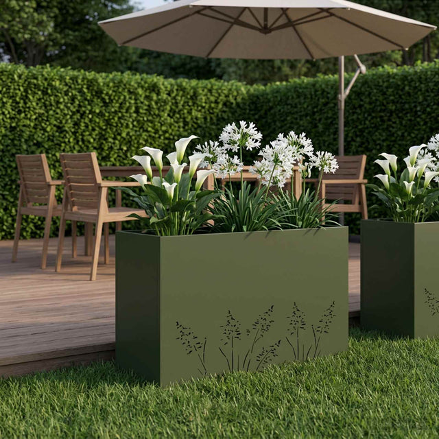 Vidaxl plantenbak olijfgroen 80 x 30 x 49 cm koudgewalst staal