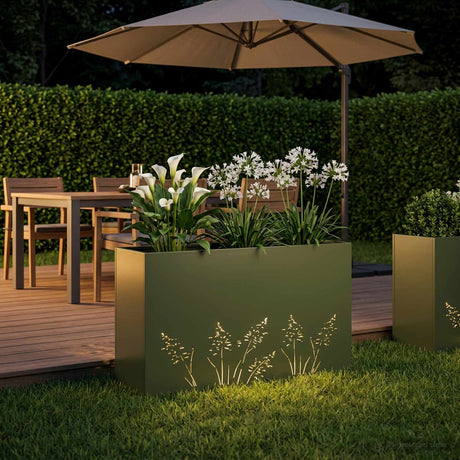 Vidaxl plantenbak olijfgroen 80 x 30 x 49 cm koudgewalst staal