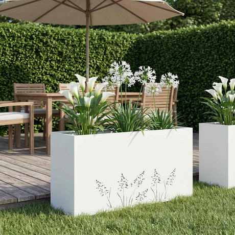 Vidaxl plantenbak wit 100 x 20 x 49 cm koudgewalst staal