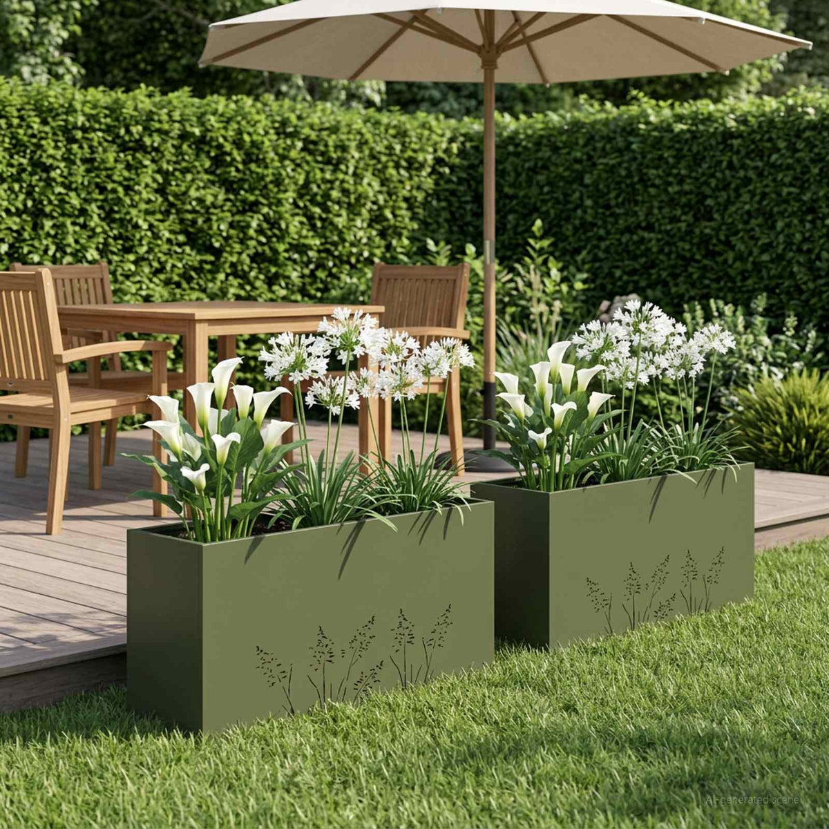 Vidaxl plantenbak 2 st olijfgroen 100 x 20 x 49 cm koudgewalst staal