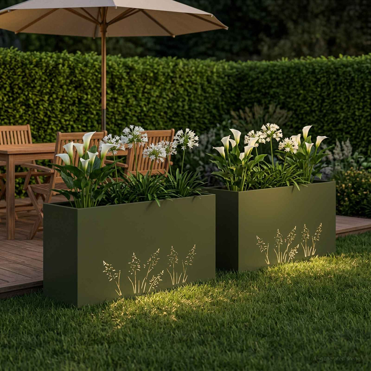 Vidaxl plantenbak 2 st olijfgroen 100 x 20 x 49 cm koudgewalst staal