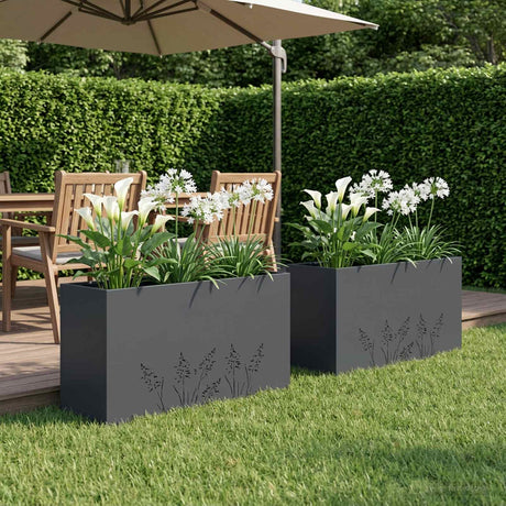 Vidaxl plantenbak 2 st antraciet 100 x 30 x 49 cm koudgewalst staal