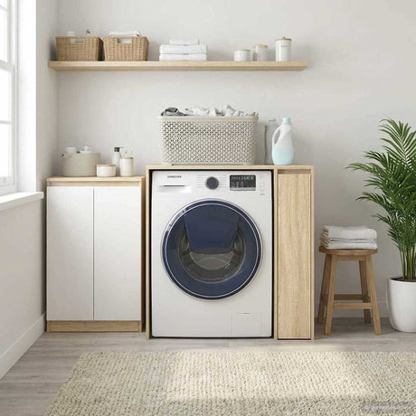 Vidaxl wasmachinekast sonoma eiken 87 x 60 x 89 cm bewerkt hout
