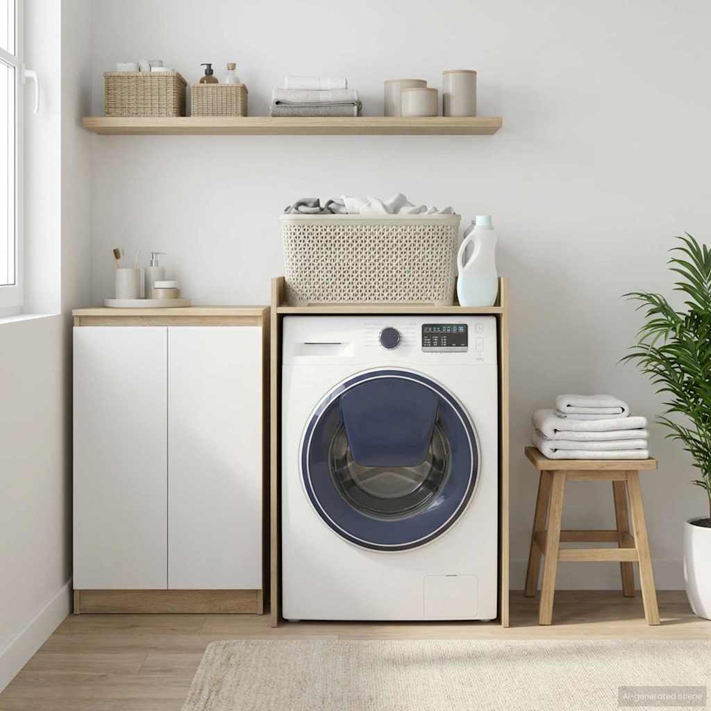 Vidaxl wasmachinekast met opslag sonoma 67,5 x 48 x 97 cm bewerkt hout