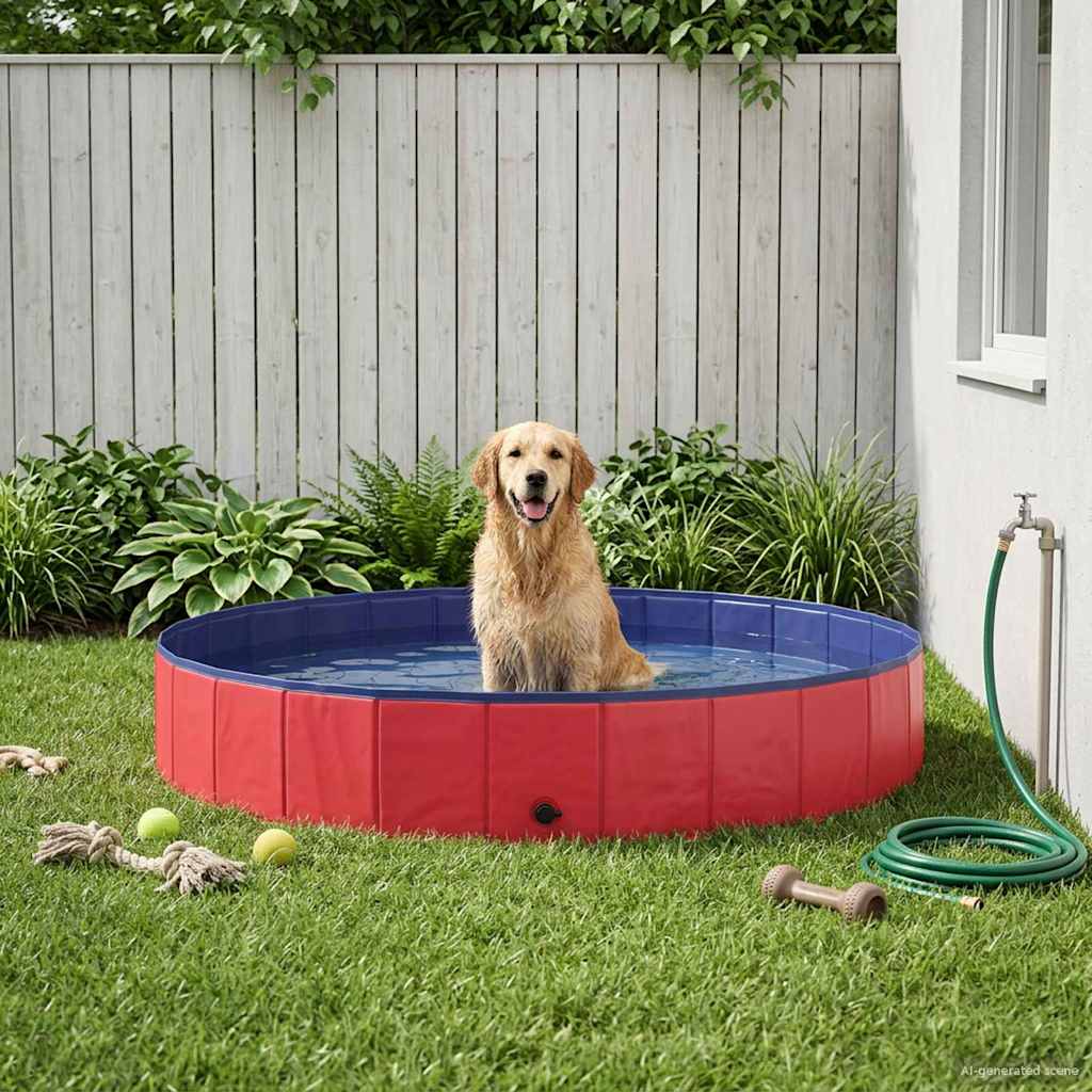 Vidaxl honden zwembad ø200 x 30 cm dik pvc rood