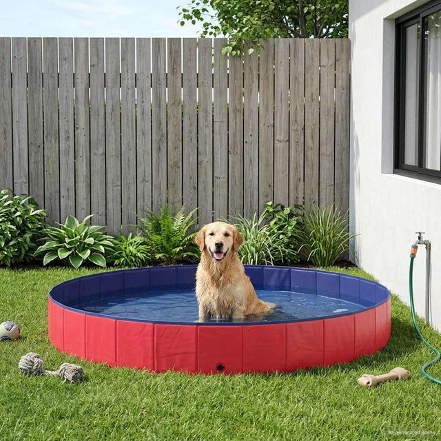Vidaxl honden zwembad ø300 x 38 cm dik pvc rood