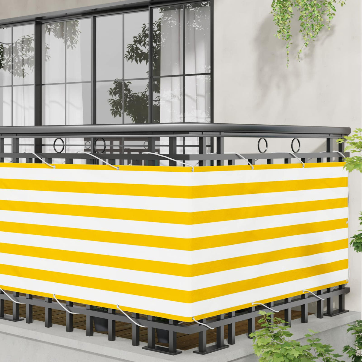 Vidaxl balkon scherm 75 x 200 cm oxford stof rechthoekig geel en wit