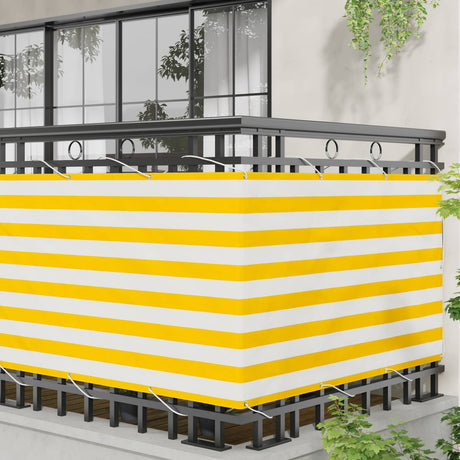 Vidaxl balkon scherm 100 x 300 cm oxford stof rechthoekig geel en wit