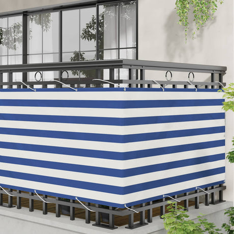 Vidaxl balkon scherm 100 x 200 cm oxford stof rechthoekig blauw en wit