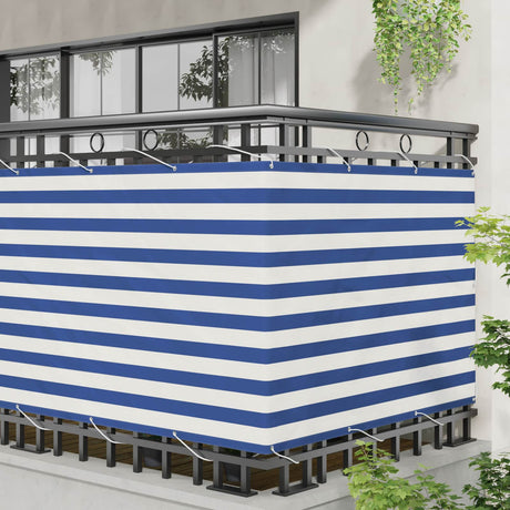 Vidaxl balkon scherm 110 x 600 cm oxford stof rechthoekig blauw en wit