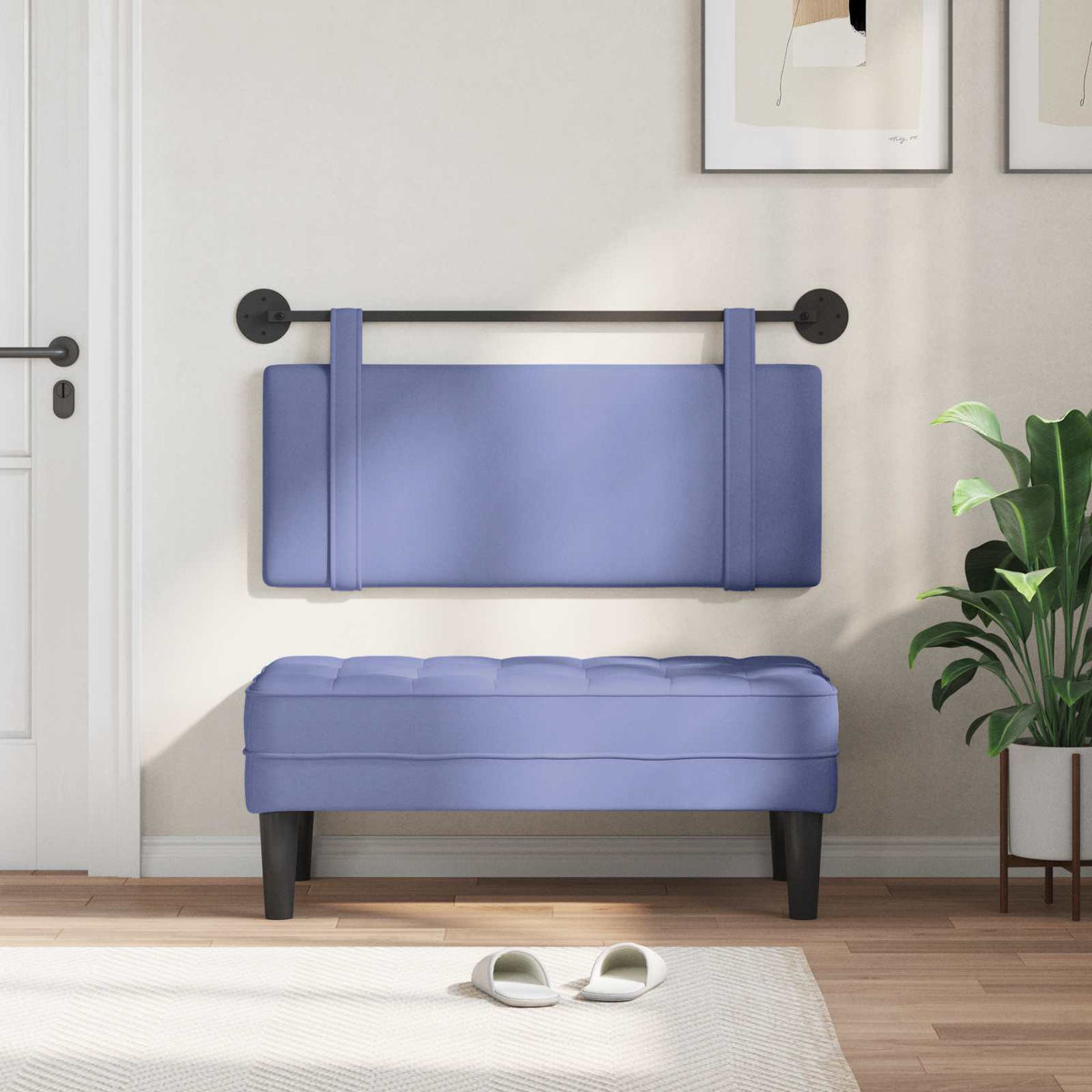 Vidaxl hangend hoofdbord jeans blauw stof