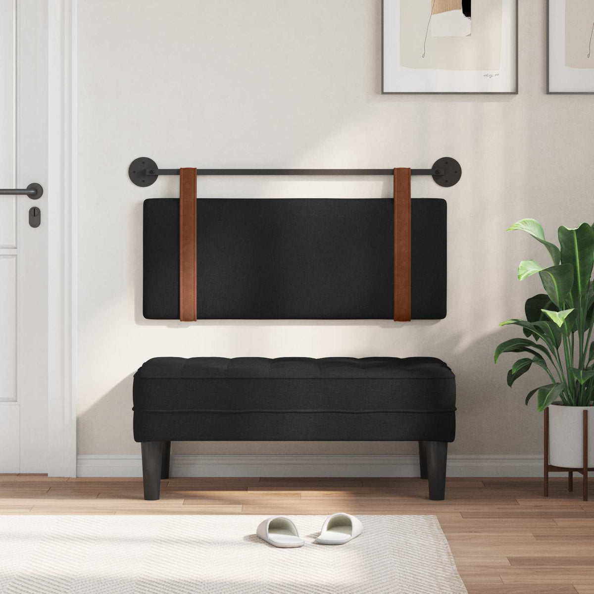 Vidaxl hangend hoofdbord zwart antiek pu