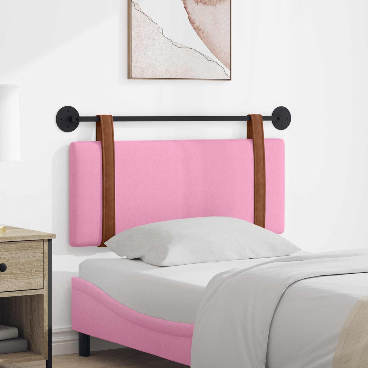 Vidaxl hangend hoofdbord roze antiek pu